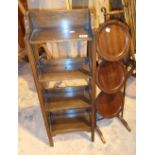 Small oak bookcase and a folding cakestand