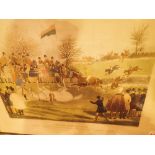 Framed and glazed antique St Albans Steeplechase original print engraved Chas Hunt