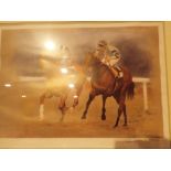 Framed and glazed limited edition 20 / 250 racehorse print signed JB 89 42 x 27 cm