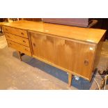 1970s vintage Danish style sideboard with three drawers and cupboard with sliding doors