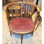 Bow back inlaid elbow chair