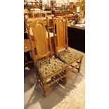 Pair of oak upholstered dining chairs