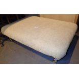 Large low upholstered cream pouffe 100 x 70 cm