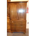 Edwardian walnut glazed tallboy with drawers below 86 x 46 x 178 cm H