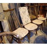 Four Ercol stickback dining chairs