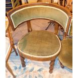 Upholstered mahogany chair on barleytwist supports