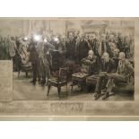 Large framed and glazed illustrated London News 1914 picture of The Royal Academicians and the PRA