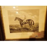 Framed and glazed antique monochrome engraving Isinglass derby winner 1893 35 x 27 cm