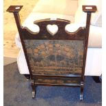 Antique Arts and Crafts fire screen with hand painted decoration CONDITION REPORT: