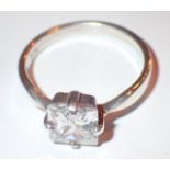 Silver solitaire cubic zirconia ring