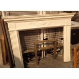 Faux marble fire mantle with brass fender