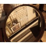 Large antique oval wall mirror with bevelled glass