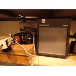 Durst RS35 enlarger head with Nikon lens with Diastar slide viewer and a case of slides