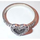 Silver marcasite heart ring