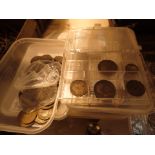 Box of George V VI Victorian and Edwardian coinage including half crowns etc