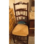 Ladder back rush seat dining chair and further stick back chair