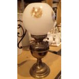 Oil lamp with patterned shade
