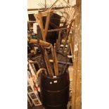 Dustbin of garden tools to include branch lopper