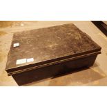 Black metal strong box with handles