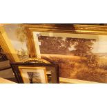 Selection of framed and glazed prints watercolour and picture frames various subjects with gilt