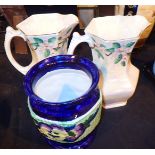 Three pieces of Maling ware two jugs and a vase