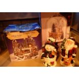 Animated Christmas village scene Christmas holiday stag and deer under glass cloche battery