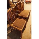 Six teak dining chairs c1970 with an upholstered pouffe