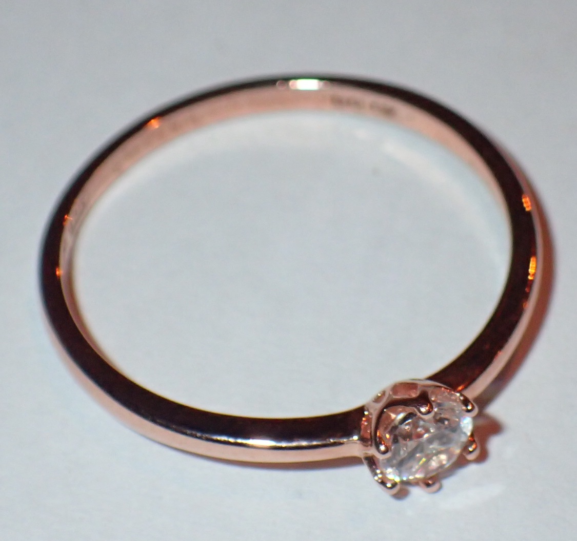 Silver rose gold plated solitaire ring