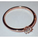Silver rose gold plated solitaire ring
