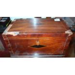 Antique two compartment tea caddy with inlaid fruitwood