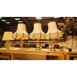 Four table lamps and an illuminated flower display CONDITION REPORT: All electrical