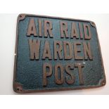 WWII aluminium Air Raid Warden post mark