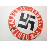 WWII German circular enamel sign Deutsch