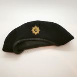 British Army black beret with RASC badge