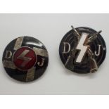 WWII German two enamel Deustches Youth l