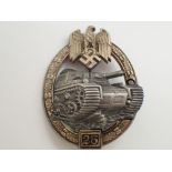 German WWII "25" Panzer Assault badge