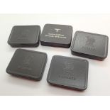 WWII collection of five unused snuff tin