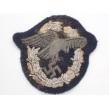 WWII German Luftwaffe fabric pilots badg
