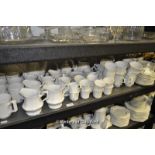 A large quantity of Johnson's Heritage plain white china tea and coffee part sets including, large