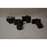 Four cameras with lenses; Camera bodies include: Minolta XG-M, Minolta Dynax 7000i (14215666),