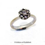 A 18ct White Gold Diamond Cluster Ring, Ring size-H 3.9g