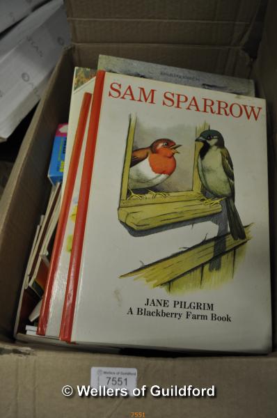 A quantity of children's books including seven Blackberry Farm books and Ladybird FlashCards.