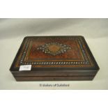 *Mahogany and burr walnut boule work inlaid trinket box 30x3x6cm (Lot Subject to VAT)