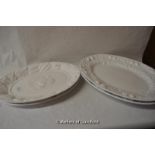 Two pairs of modern white turkey platters, the largest pair 51cm.