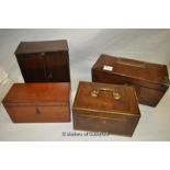 *Large Victorian tea caddy, Victorian pipe cabinet and two other mahoagny boxes (Lot subject to