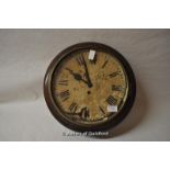 A Victorian mahogany framed wall clock with single train movement, poor condition.