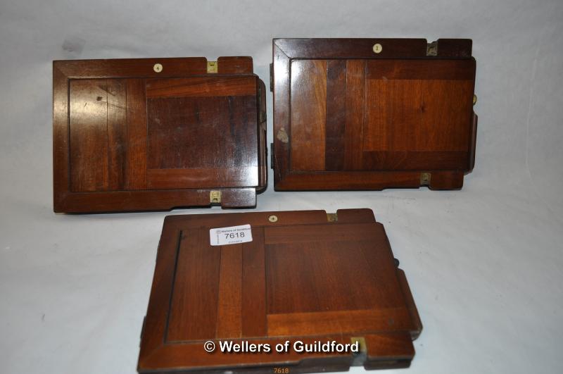 *Three antique mahogany photographic plates, approx 21.5 x 15cm (Lot Subject to VAT)