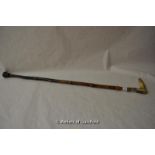 *Edwardian walking stick with antler handle, the silver collar inscribed Robt Stevenson, 6 Crown