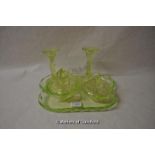 *Bernsdorf "Renate" five-piece uranium glass dressing set (Lot subject to VAT)