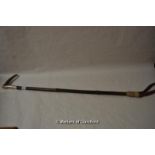 *Late Victorian bamboo style walking cane with antler handle, the silver collar inscribed M.E.